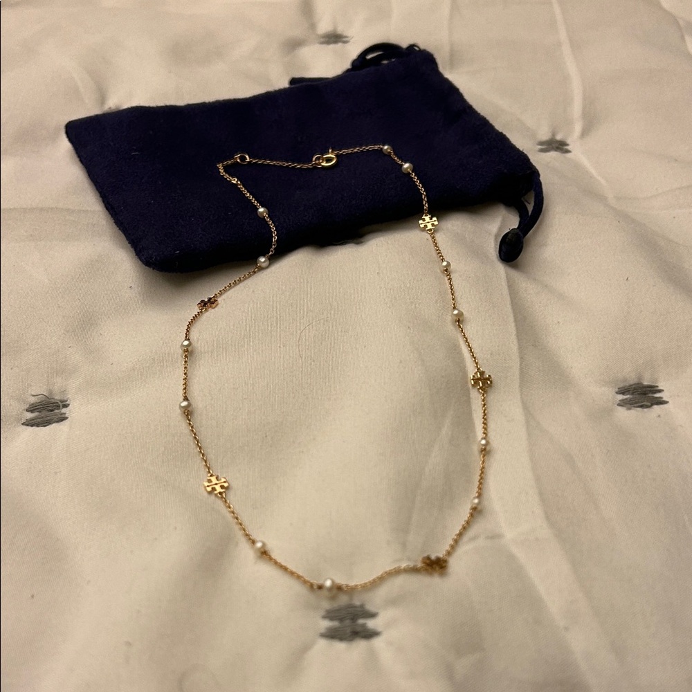 Tory Burch gold and pearl necklace